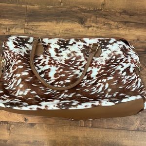 Cowhide weekender bag